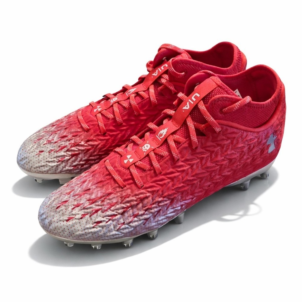 Under Armour Spotlight 4 MC Football Cleats 3027977-600 Red Silver Men's 14 NWOB